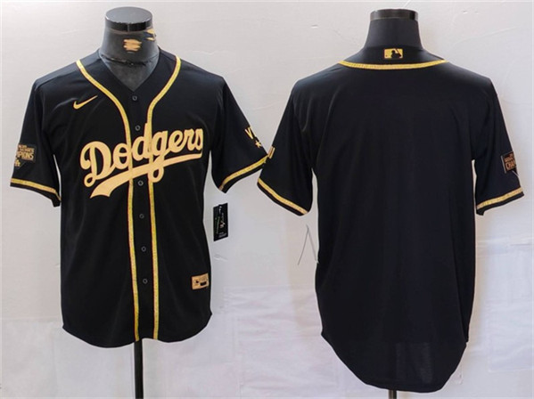 Los Angeles Dodgers Blank Black Gold World Series Champions Cool Base Stitched Jersey - Click Image to Close